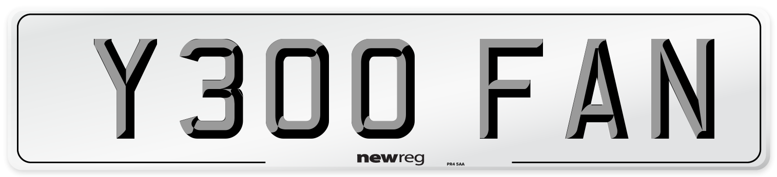 Y300 FAN Number Plate from New Reg